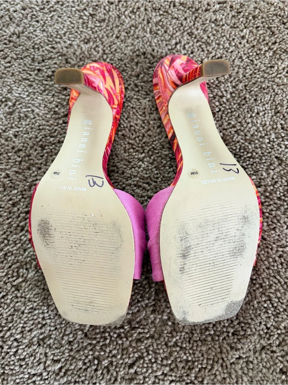 Gianni Bini Pink Multi-Print Open-Toe Heels